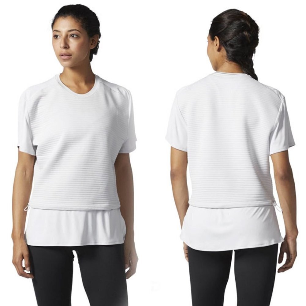 ADIDAS Women's Greone Grey Reflective Running Shirt - Size Medium - NWT